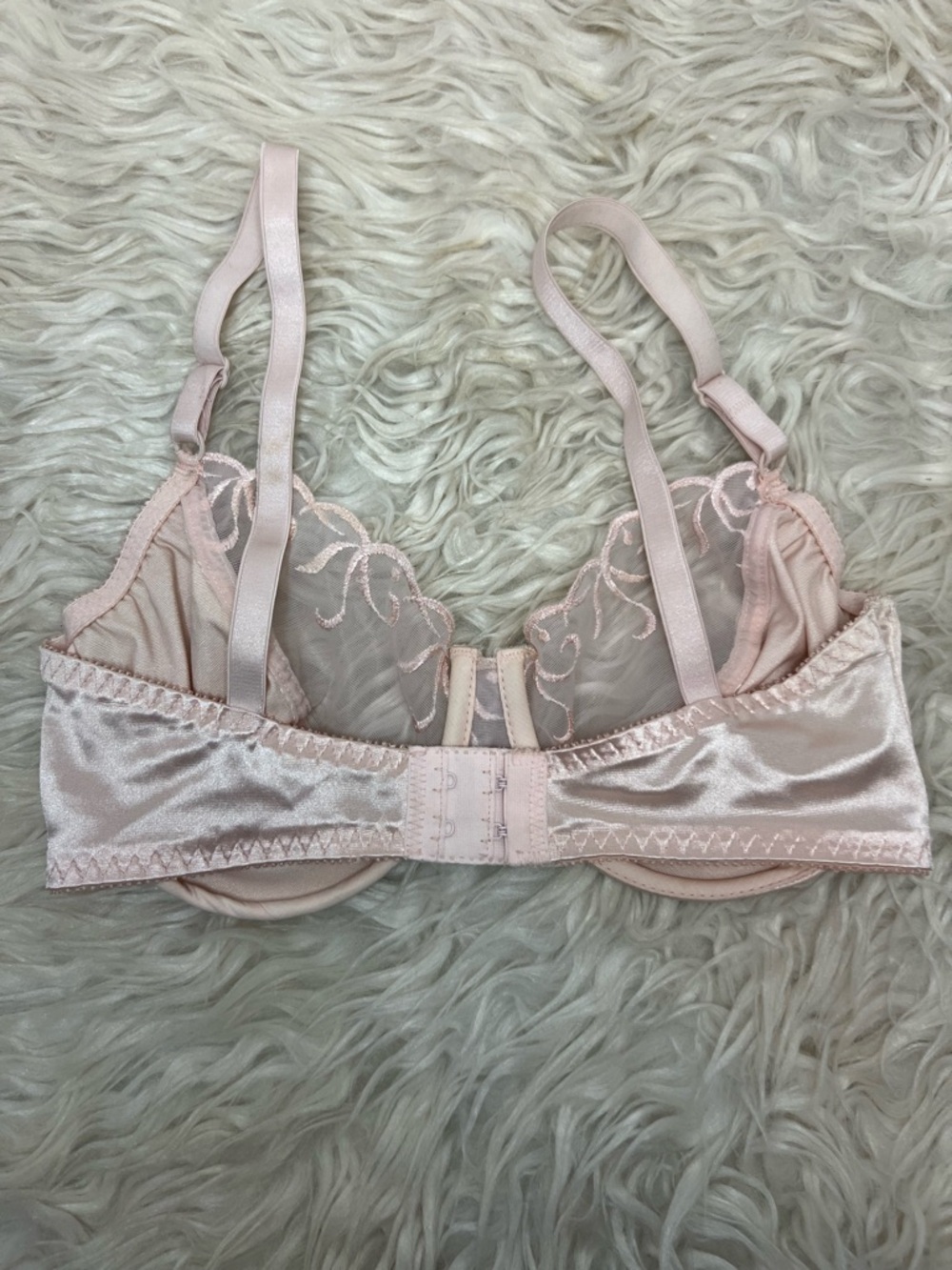 Victoria's Secret Pale Pink Satin & Sheer Embroidered Underwire Bra - Picture 2 of 6